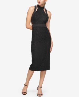 Fame And Partners Panelled Lace Midi Dress With Neck Band