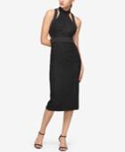 Fame And Partners Panelled Lace Midi Dress With Neck Band