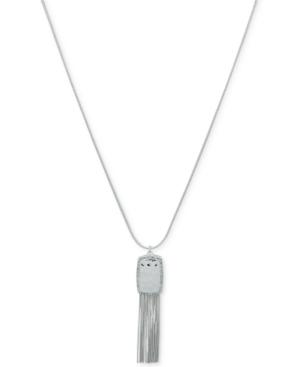 Nine West Silver-tone Pave Tassel Pendant Necklace