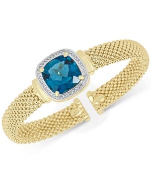 London Blue Topaz (12-1/2 Ct. T.w.) & White Topaz (1/3 Ct. T.w.) Mesh Bracelet In 14k Gold-plated Sterling Silver
