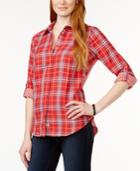 G.h. Bass & Co. Long-sleeve Button-front Plaid Top