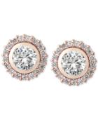 Giani Bernini Cubic Zirconia Pave Halo Stud Earrings In 18k Rose Gold-plated Sterling Silver, Created For Macy's