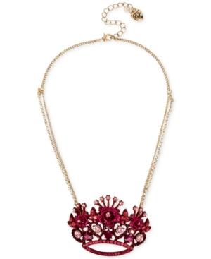 Betsey Johnson Gold-tone Crystal Crown Choker Necklace
