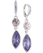 Givenchy Silver-tone Purple Crystal Double Drop Earrings
