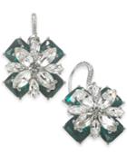 Charter Club Silver-tone Emerald Crystal Drop Earrings, Created For Macy's