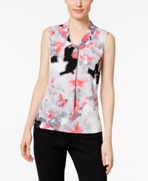Calvin Klein Printed Tie-neck Blouse