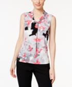 Calvin Klein Printed Tie-neck Blouse
