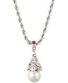 Givenchy Silver-tone Crystal And Glass Pearl Pendant Necklace