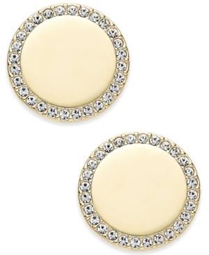 Eliot Danori Gold-tone Round Halo Stud Earrings