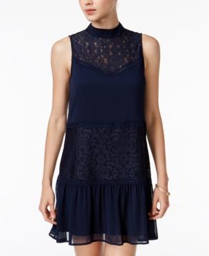 Be Bop Juniors' Lace Mock-neck Shift Dress