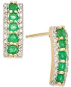 Emerald (3/4 Ct. T.w.) & Diamond (1/4 Ct. T.w.) Stud Earrings In 14k Gold