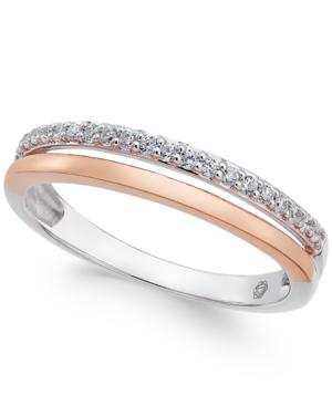 Diamond Two-tone Band (1/8 Ct. T.w.) In 14k White And Rose Gold, Or 14k White And Yellow Gold