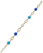 Charter Club Gold-tone Blue Bead And Pave Crystal Tennis Bracelet, Only At Macy's
