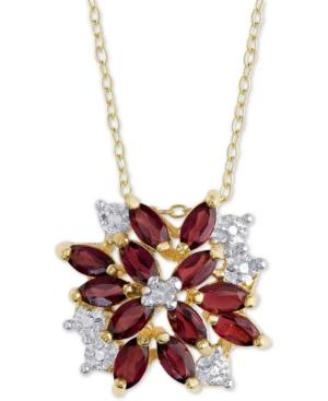 Rhodolite Garnet (1-1/10 Ct. T.w.) & Diamond Accent 18 Pendant Necklace In 18k Gold-plated Sterling Silver