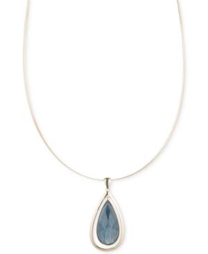 Anne Klein Gold-tone Stone Teardrop Pendant Necklace