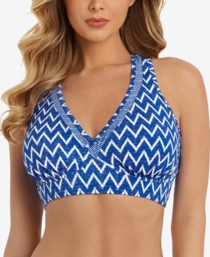 Swim Solutions Sport Chevron-print Long-line Bikini Top Women's Swimsuit