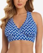 Swim Solutions Sport Chevron-print Long-line Bikini Top Women's Swimsuit