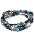 Nine West Silver-tone Multi-bead Three Row Stretch Bracelet