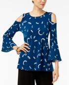 Alfani Printed Cold-shoulder Top, Created For Macy's