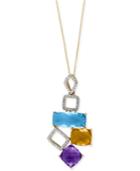 Effy Multi-stone (10-7/8 Ct. T.w.) And Diamond (1/5 Ct. T.w.) Pendant Necklace In 14k Gold