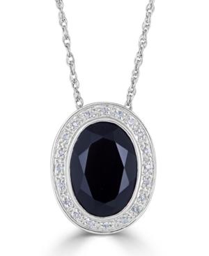 Onyx (18 X 13mm) & Diamond (1/10 Ct. T.w.) 18 Pendant Necklace In Sterling Silver