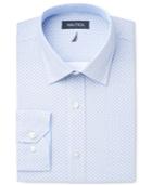 Nautica Men's Classic/regular Fit Light Blue Print Dress Shirt