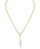 Majorica Two-tone Imitation Pearl Spiked Lariat Necklace