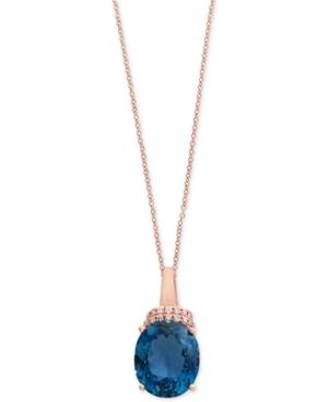 Ocean Bleu By Effy London Blue Topaz (5-1/3 Ct. T.w.) And Diamond Accent Pendant Necklace In 14k Rose Gold