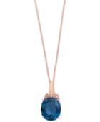 Ocean Bleu By Effy London Blue Topaz (5-1/3 Ct. T.w.) And Diamond Accent Pendant Necklace In 14k Rose Gold