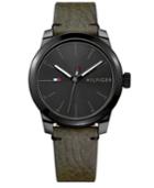 Tommy Hilfiger Men's Olive Leather Strap Watch 42mm