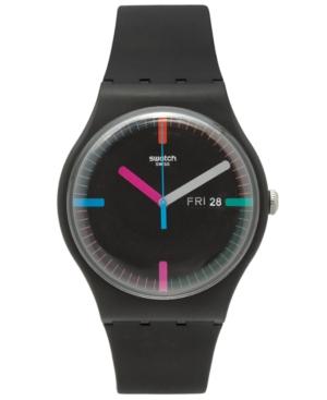 Swatch Unisex Swiss Power Tracking Black Silicone Strap Watch 41mm Suob719