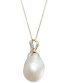 Baroque Cultured Freshwater Pearl (13mm) & Diamond Accent 18 Pendant Necklace In 14k Gold