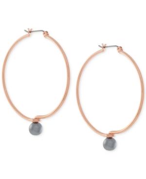 Bcbgeneration Rose Gold-tone Imitation Pearl Twist Hoop Earrings