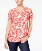 Style & Co Cotton Cold-shoulder T-shirt Available In Regular & Petite Sizes, Created For Macy's