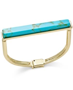 Inc International Concepts Going Global Gold-tone Flat-top Turquoise-look Bangle Bracelet, Only At Macy's