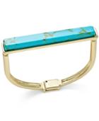 Inc International Concepts Going Global Gold-tone Flat-top Turquoise-look Bangle Bracelet, Only At Macy's
