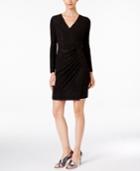Calvin Klein Petite Sparkle Ruched Faux-wrap Dress