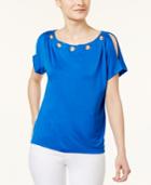 Cupio By Cable & Gauge Grommet-trim Cold-shoulder T-shirt