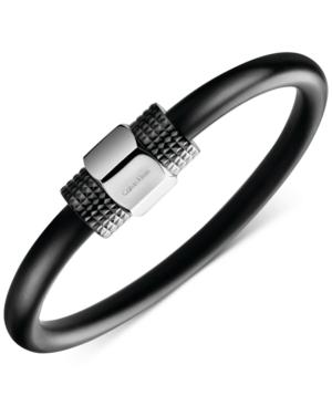 Calvin Klein High Men's Silver-tone And Black Rubber Bracelet Kj4jbb29010l