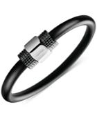 Calvin Klein High Men's Silver-tone And Black Rubber Bracelet Kj4jbb29010l