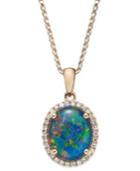Opal Triplet (2-1/2 Ct. T.w.) And Diamond (1/8 Ct. T.w.) Pendant Necklace In 14k Rose Gold
