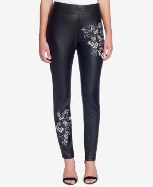 Catherine Catherine Malandrino Jude Embroidered Faux-leather Pants