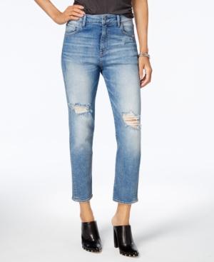 M1858 Claudia High Rise Straight Crop Jeans With Knee Rips, Created For Macy's