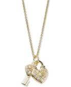 Giani Bernini Cubic Zirconia Heart Lock & Key 18 Pendant Necklace In 18k Gold-plated Sterling Silver, Created For Macy's