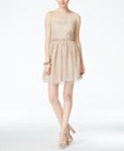 City Studios Juniors' Illusion Embellished Lace Fit-and-flare Dress