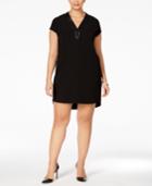 Calvin Klein Plus Size Cap-sleeve V-neck Shift Dress