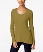 Style & Co Ribbed Scoop-neck Sweater, Only At Macy's