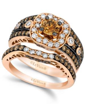 Le Vian Chocolate And White Diamond Bridal Set In 14k Rose Gold (1-7/8 Ct. T.w)