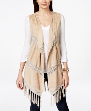 Inc International Concepts Braid-fringe Moleskin Vest, Only At Macy's