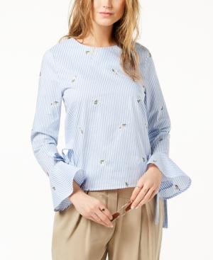 J.o.a. Cotton Striped Button-back Blouse
